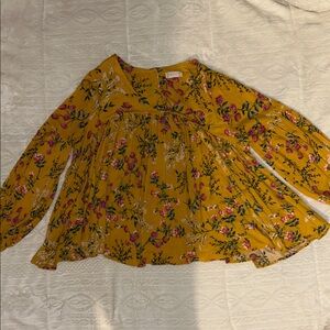Altar'd State Mustard Floral Blouse